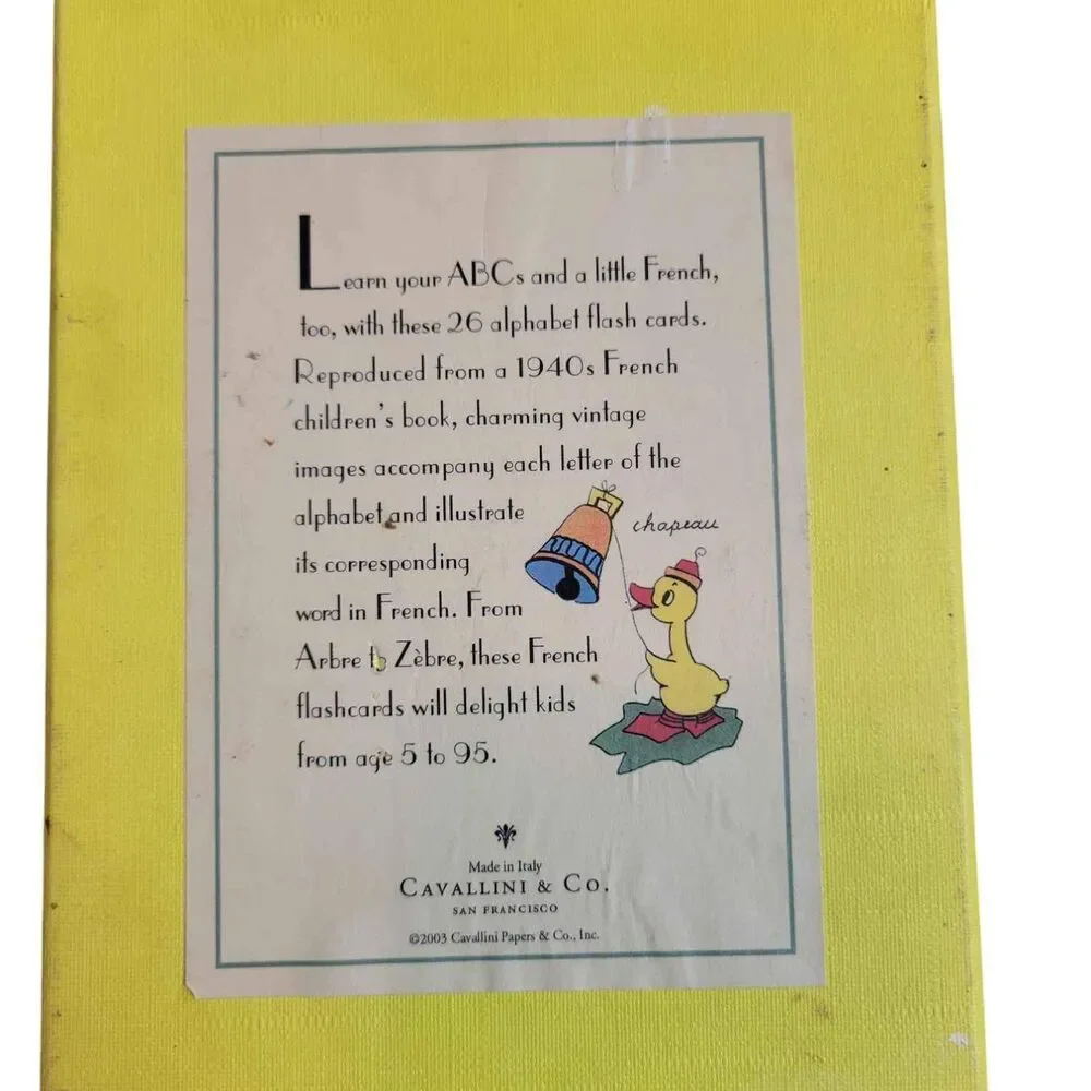 ABC French Flash Cards Missing Letter O Cavallini & Co. 2003